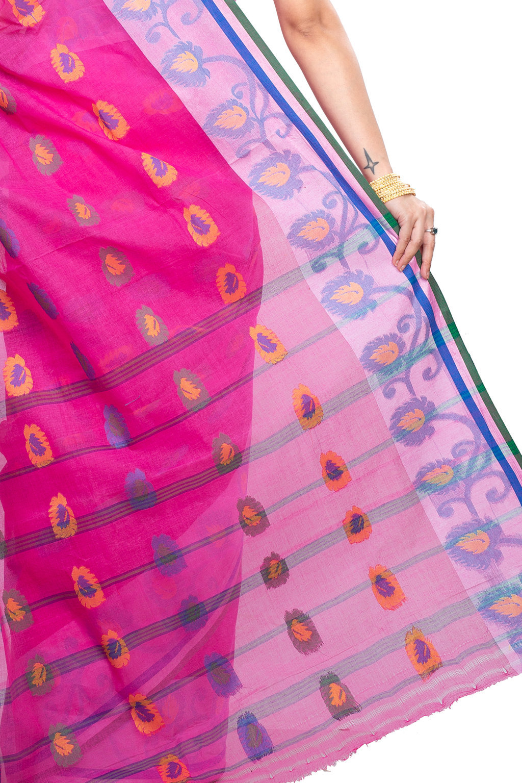 Pink Pure Cotton HapChaka Tant Saree (886)